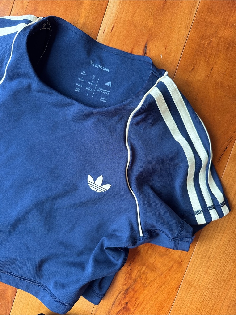 Adidas Sport Originals Navy Blue 3-Stripe Leggings & Crop Top Set sz XS - Picture 4 of 7
